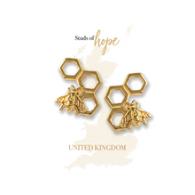 Load image into Gallery viewer, Vurchoo Gold Bumblebee Stud Earrings - Life Before Plastic
