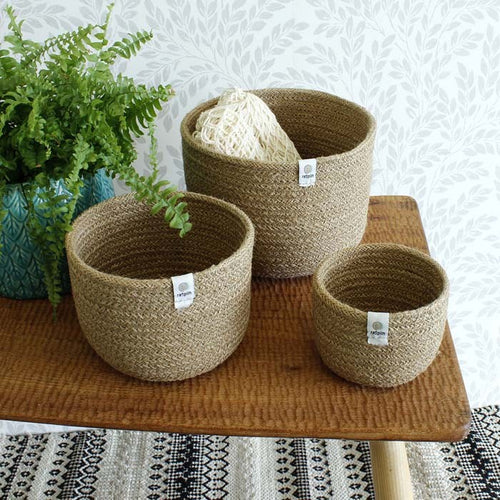 Respiin Tall Jute Basket x3 Set - Natural - Life Before Plastik